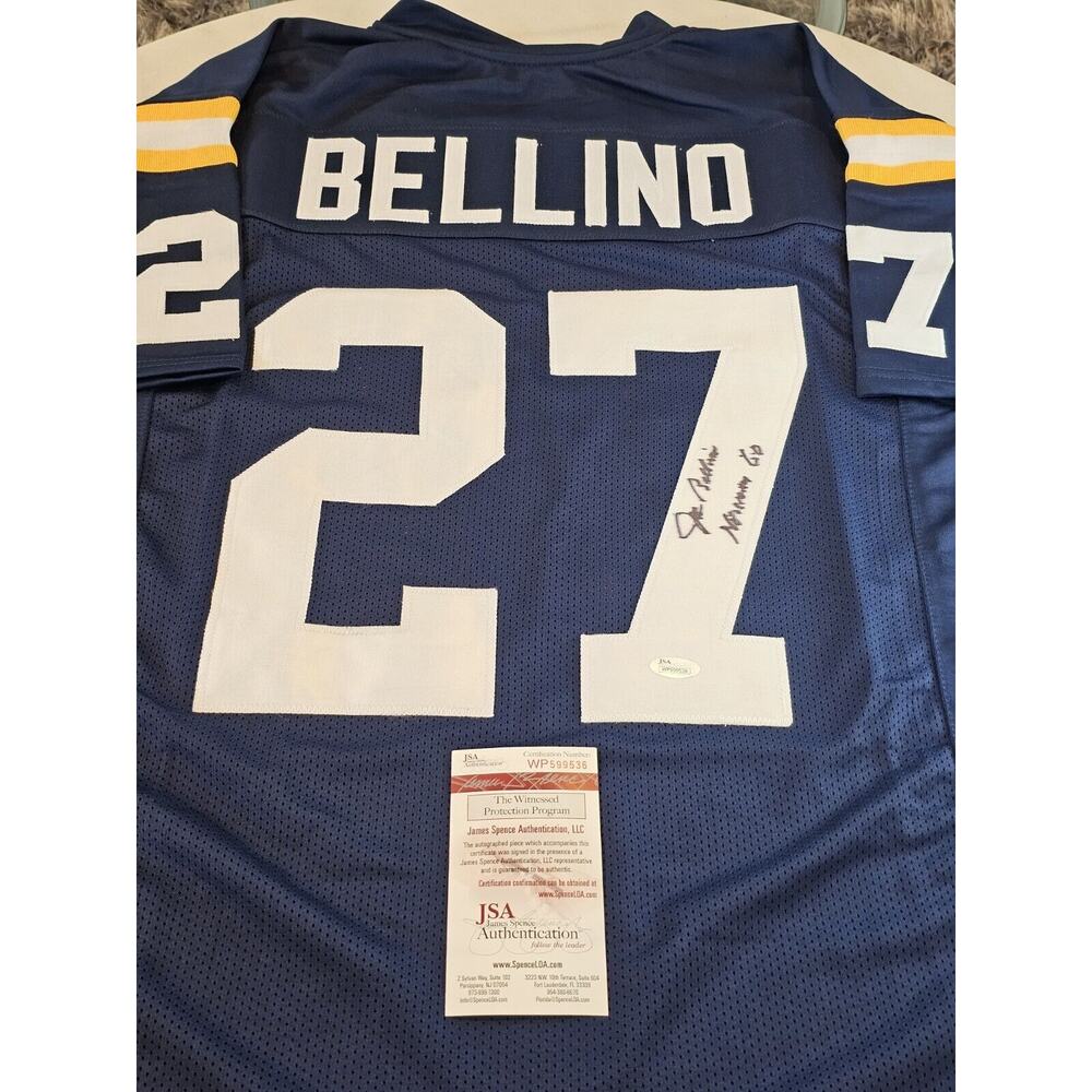 Joe Bellino Autographed/Signed Jersey JSA COA Heisman 60 Blue Custom Jersey